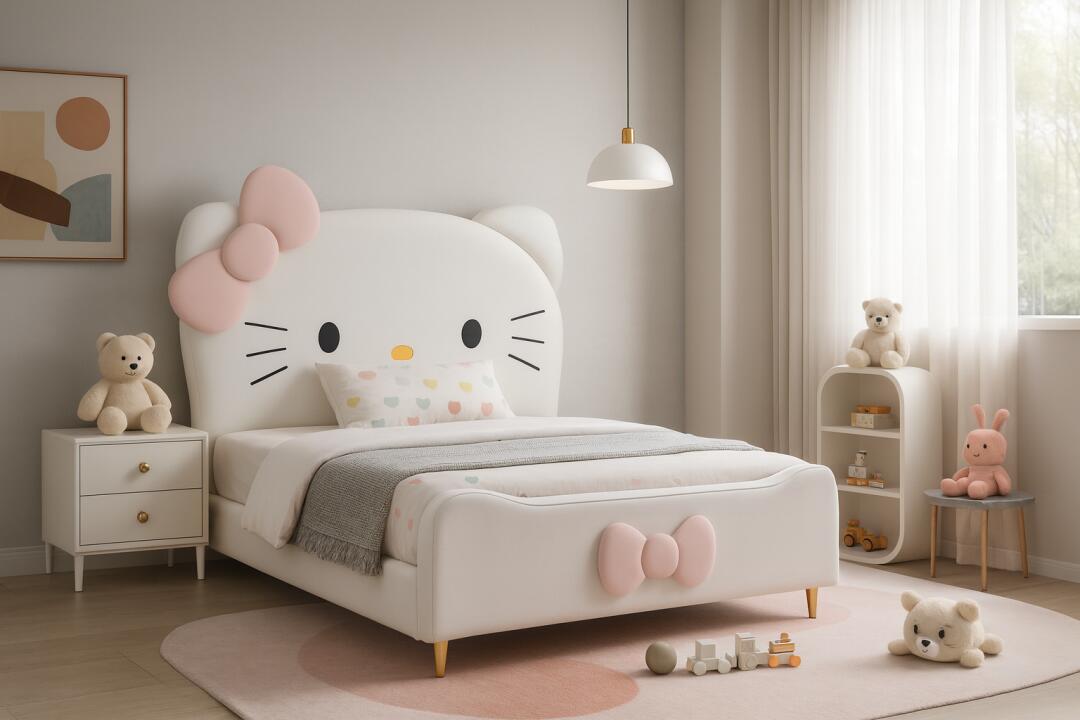 [集市好物]Hello Kitty儿童床｜超可爱双人床｜实木框架安全环保