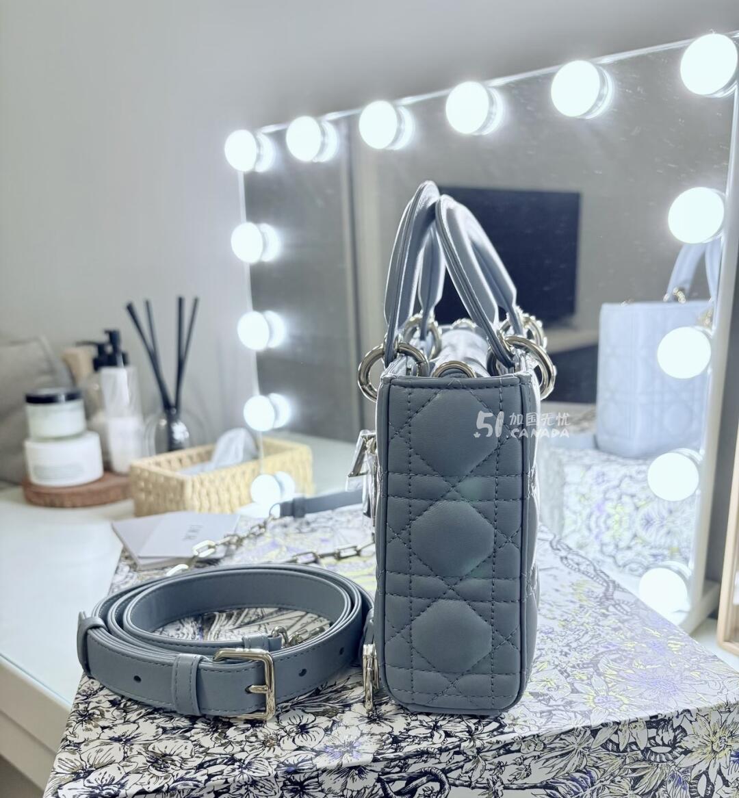 [集市好物]Dior 戴妃橫版小號湖水藍羊皮包