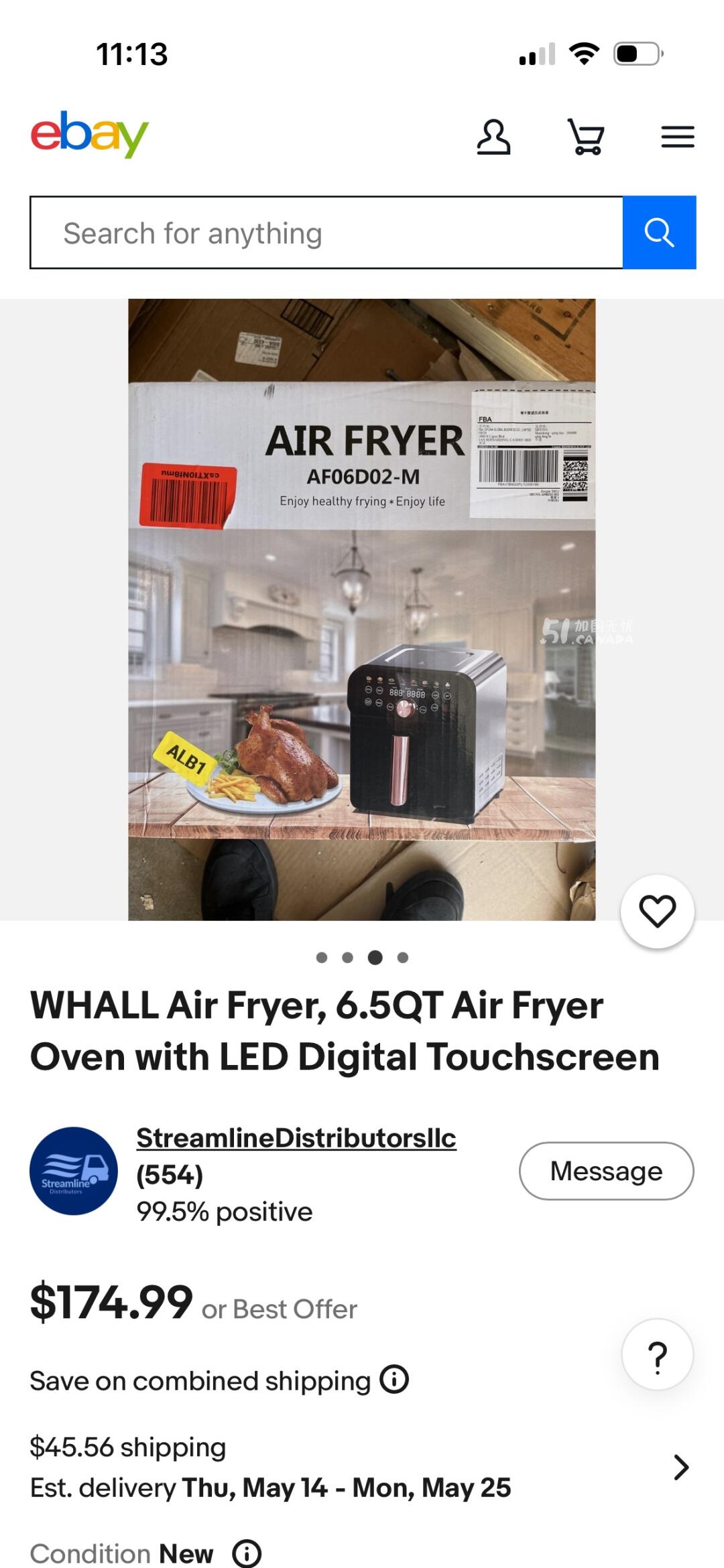 [集市好物]WHALL Air Fryer, 6.5QT Air Fry